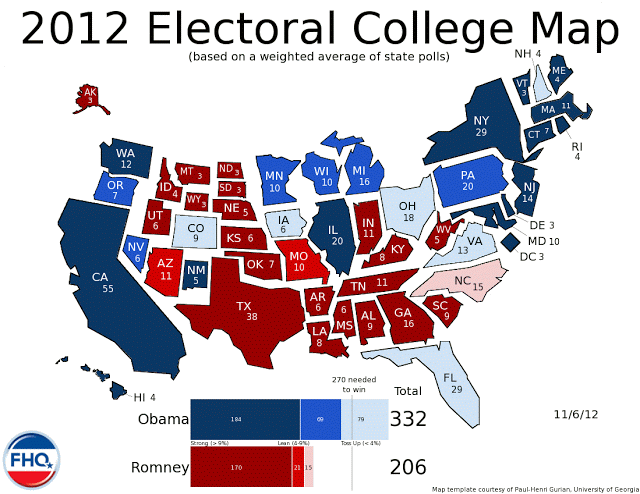 The Electoral College Map (11/6/12): Election Day