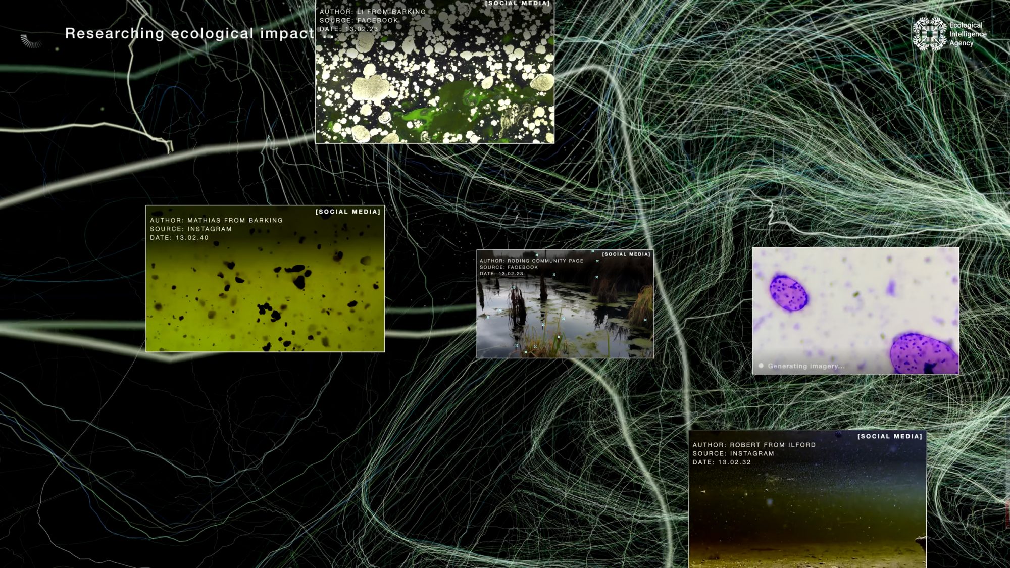 地域のソーシャル投稿をセンサとして並べる。写真:Superflux