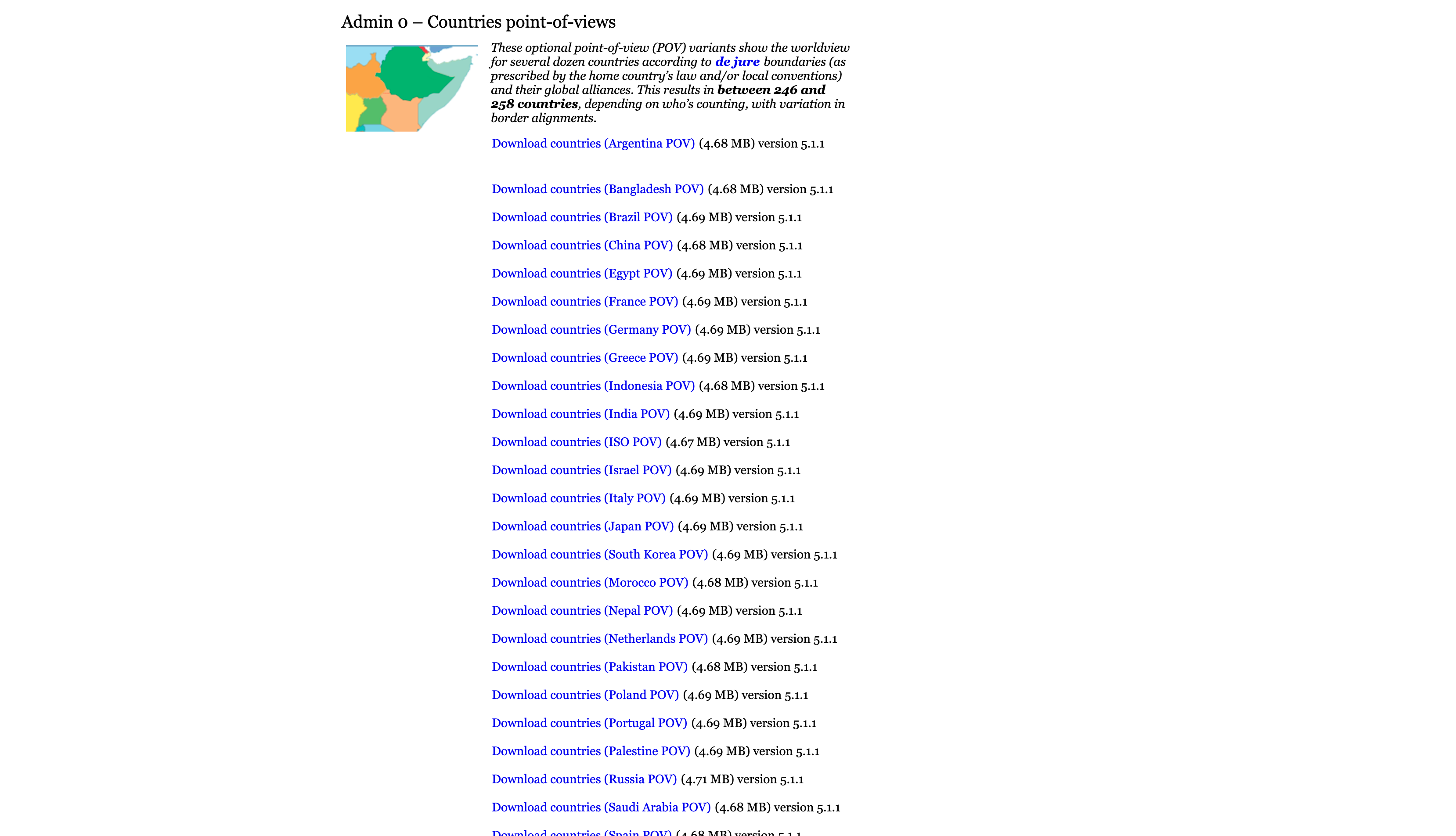 Natural Earthに掲載されているPOVファイルの一覧